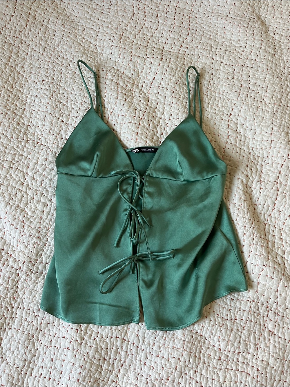 ZARA Satin Tied Tank Top